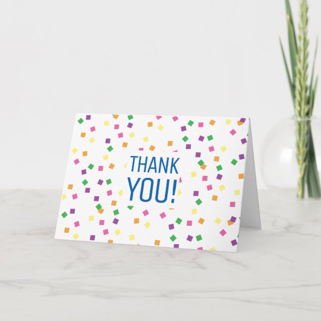 Colourful Confetti Squares | Thank You Card (Front)