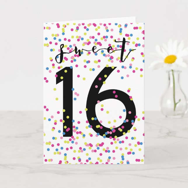 Colourful Confetti Sweet 16  Card (Small Plant)