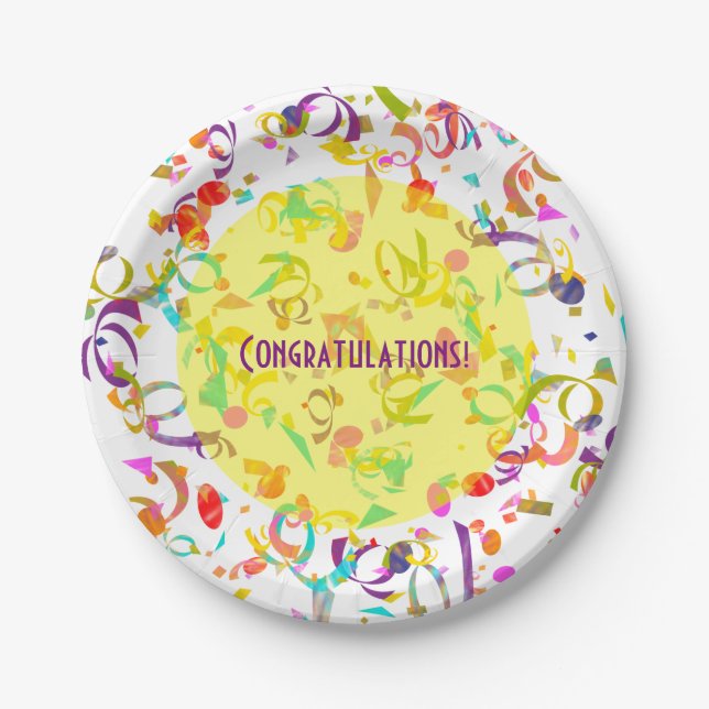 Colourful Confetti Toss Artwork Paper Plate (Front)