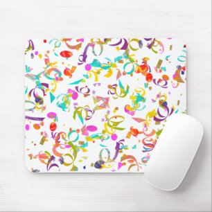 Colourful Confetti Toss Over A White Background Mouse Mat