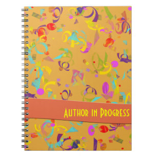 Colourful Confetti Toss Over Orange Template Notebook
