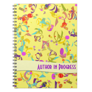Colourful Confetti Toss Over Yellow Template Notebook