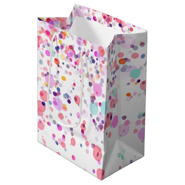 Colourful Confetti Watercolor Medium Gift Bag (Front Angled)
