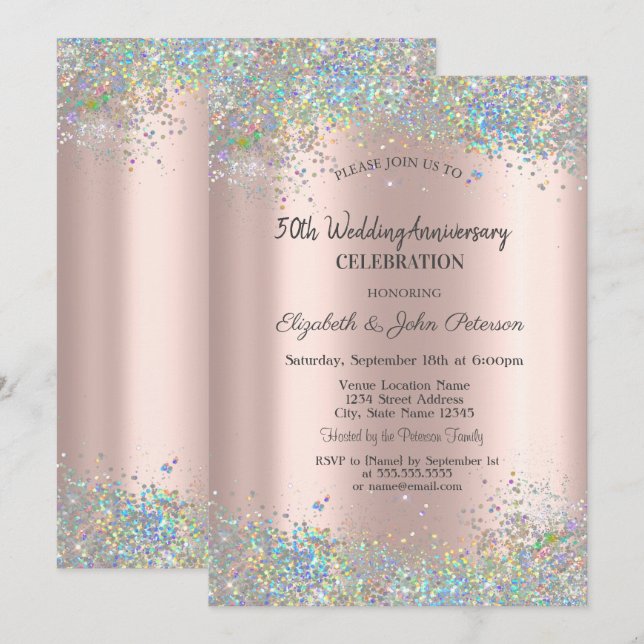 Colourful Confetti Wedding Anniversary Invitation (Front/Back)