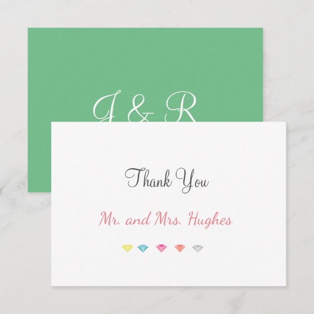 Colourful Confetti Wedding Thank You Card  (Front/Back)