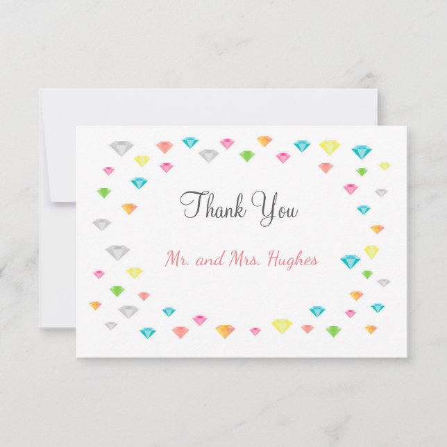 Colourful Confetti Wedding Thank You Card  (Front)