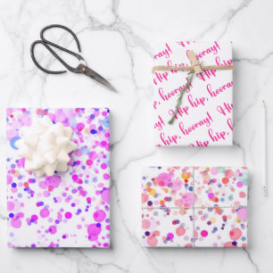Colourful Confetti Wedding Wrapping Paper Sheet