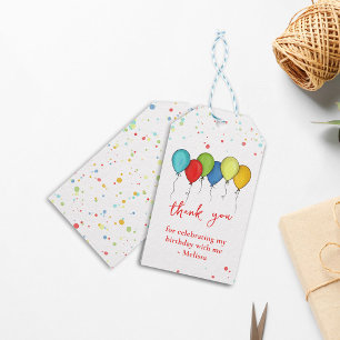 Colourful Confetti Whimsical Calligraphy Ballooons Gift Tags