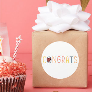 Colourful congrats typography   HEART Classic Round Sticker