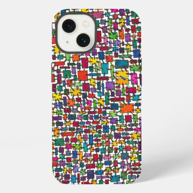 Colourful Connected Blocks iPhone Case (Back)