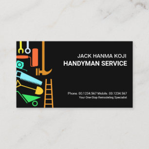 Colourful Construction Handyman Tools Business Card
