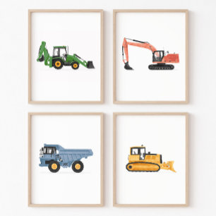 Colourful Construction Vehicles Boys Room