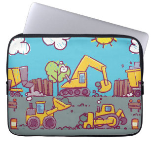 Colourful Construction Vehicles Laptop Sleeve