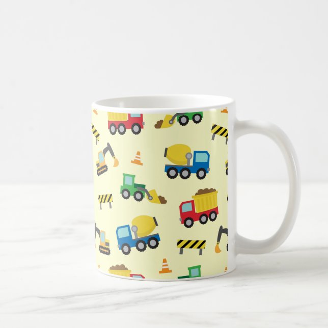 Colourful Construction Vehicles Pattern for Boys Coffee Mug (Right)