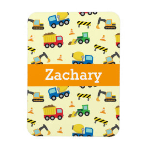 Colourful Construction Vehicles Pattern for Boys Magnet