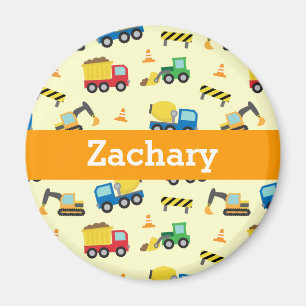Colourful Construction Vehicles Pattern for Boys Magnet