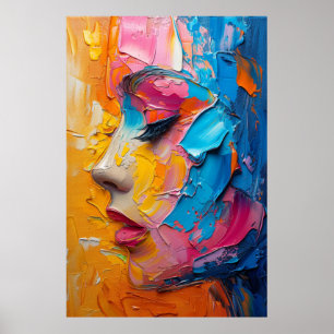 Colourful Contemplation: Modern Visage Poster