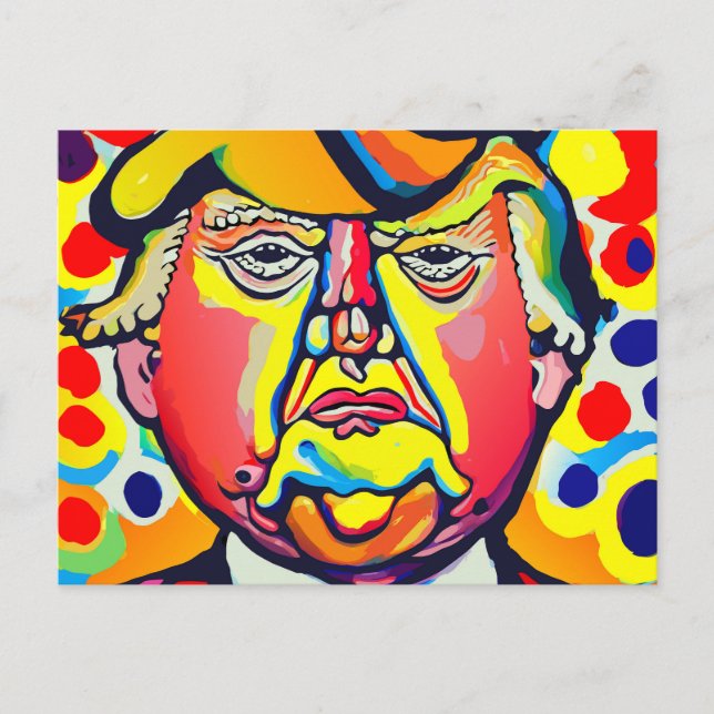 Colourful Contemporary Donald Trump Portrait Postcard (Front)