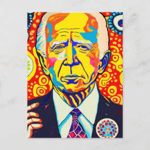 Colourful Contemporary Joe Biden Portrait Postcard
