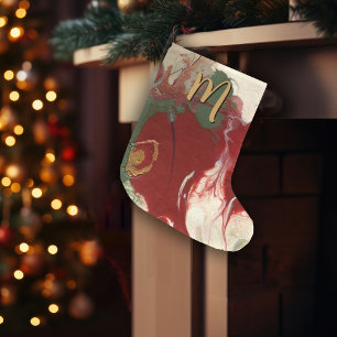 Colourful Contemporary Painted Abstract Monogram Large Christmas Stocking
