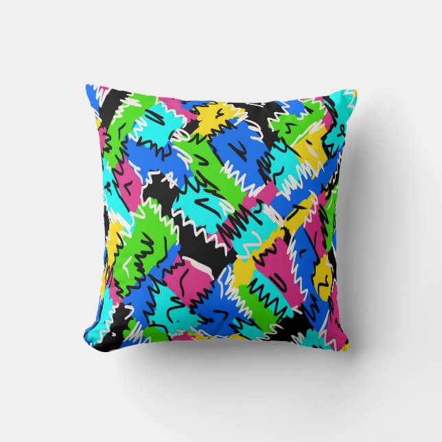 Colourful Contemporary Patchwork Abstract Cushion (Front)