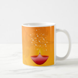 Colourful Contemporary Red Deepa Diwali Coffee Mug