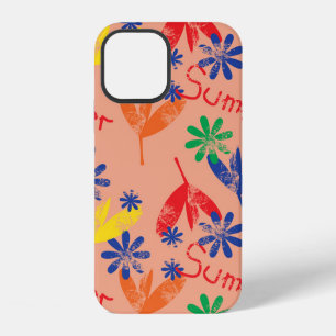 Colourful contemporary summer floral collage with iPhone 12 case