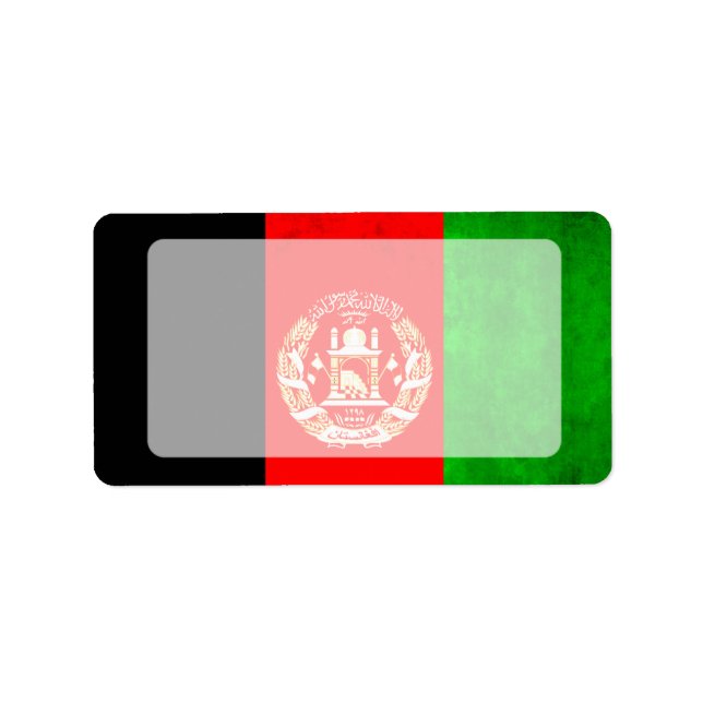 Colourful Contrast Afghan Flag Label (Front)