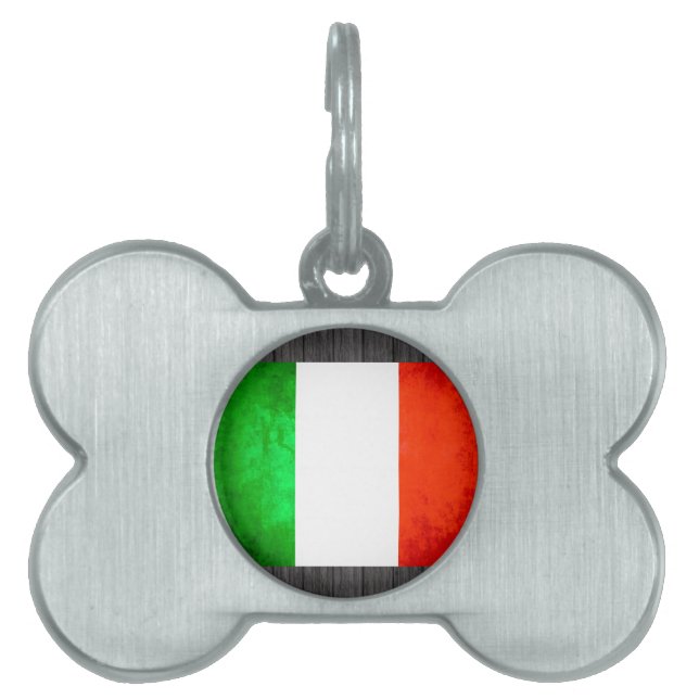 Colourful Contrast Italian Flag Pet Name Tag (Front)