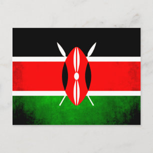Colourful Contrast Kenyan Flag Postcard