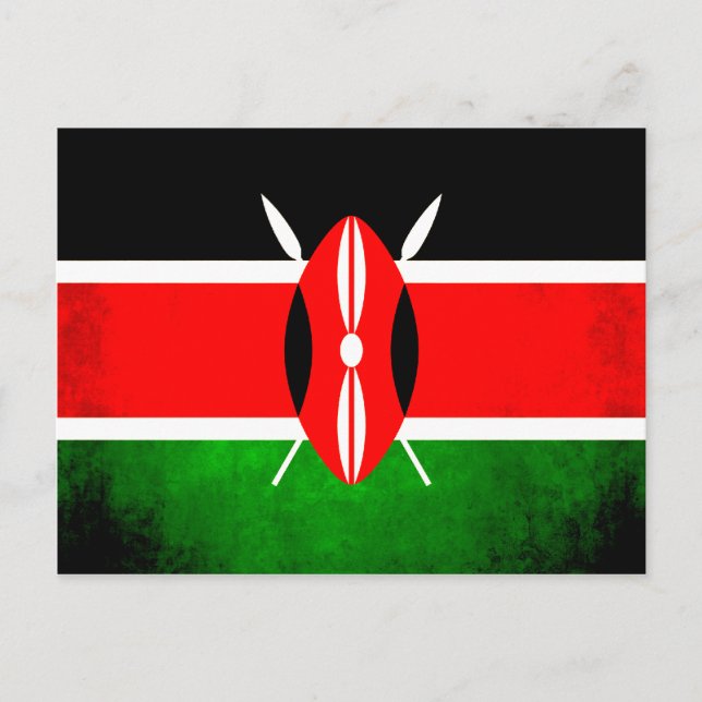Colourful Contrast Kenyan Flag Postcard (Front)