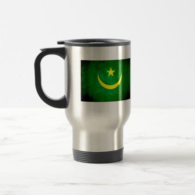 Colourful Contrast Mauritanian Flag Travel Mug (Left)