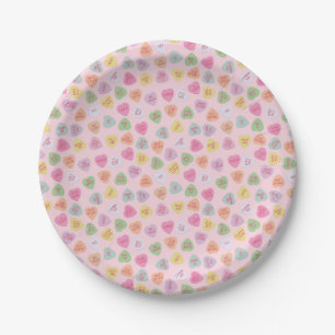 Colourful Conversation Hearts Paper Plates