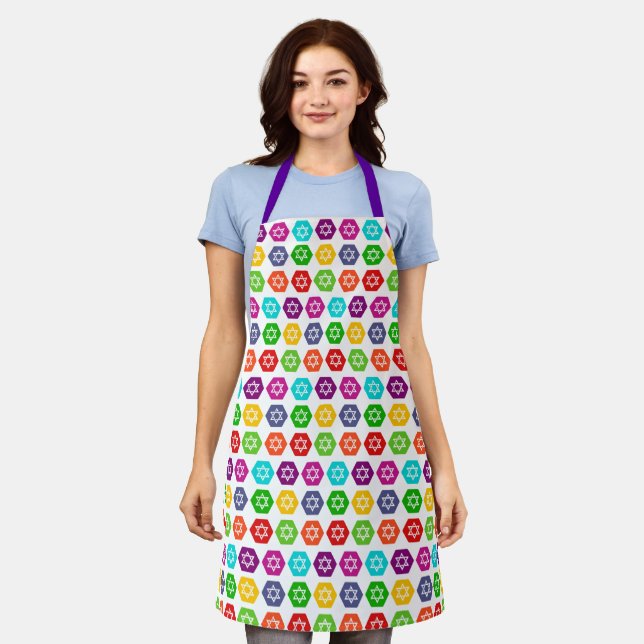 Colourful Cooking Aprons - Judaica - Jewish Stars  (Worn)