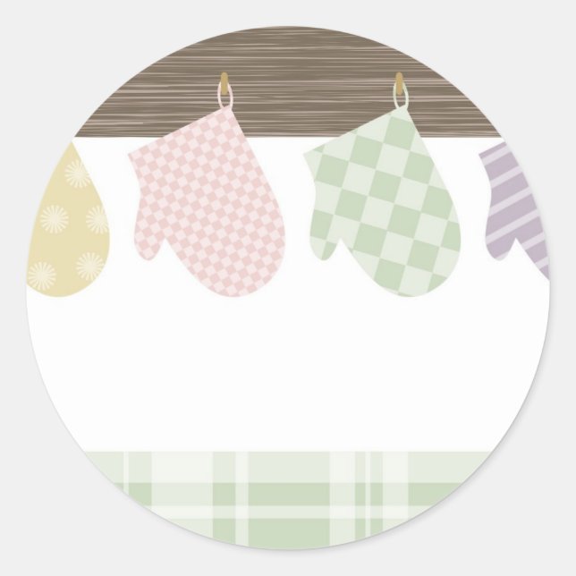 colourful cooking baking oven mitts gift tag stick (Front)