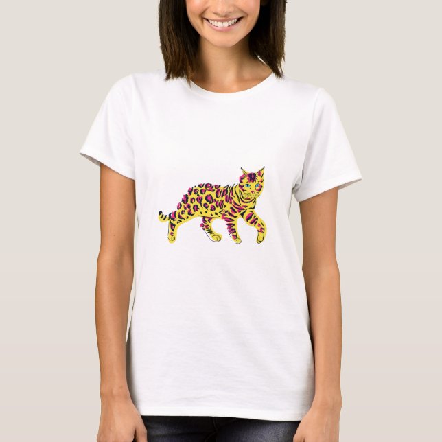 Colourful Cool Bengal Cat T-Shirt (Front)