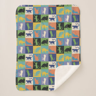 Colourful Cool Cats in Quilt-like Squares Sherpa Blanket