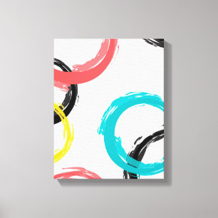 Colourful, cool, modern,trendy brush stroke circle canvas print