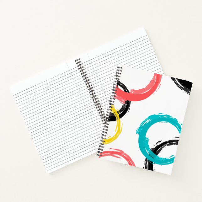 Colourful, cool, modern,trendy brush stroke circle notebook (Inside)