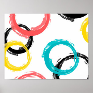 Colourful, cool, modern,trendy brush stroke circle poster