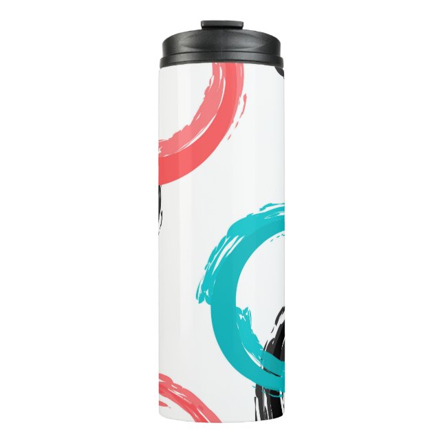 Colourful, cool, modern,trendy brush stroke circle thermal tumbler (Front)