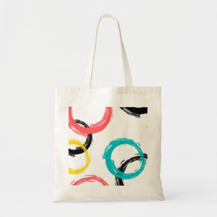 Colourful, cool, modern,trendy brush stroke circle tote bag