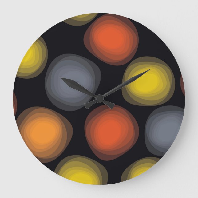 Colourful, cool, modern, trendy flower abstraction large clock (Front)