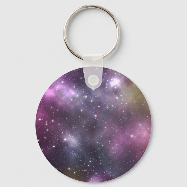 Colourful Cool Nebula and Stars in Space Key Ring (Front)