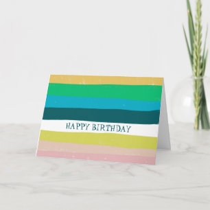 Colourful Cool Simple Stripes CUSTOM HAPPY BIRTHDA Card