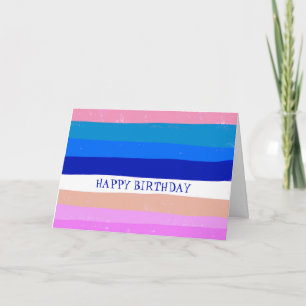 Colourful Cool Simple Stripes CUSTOM HAPPY BIRTHDA Card