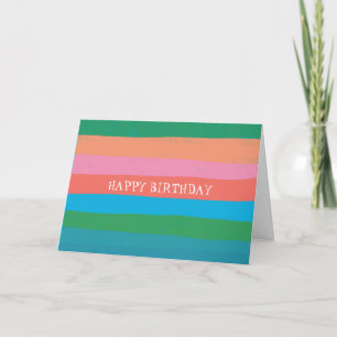 Colourful Cool Simple Stripes CUSTOM HAPPY BIRTHDA Card