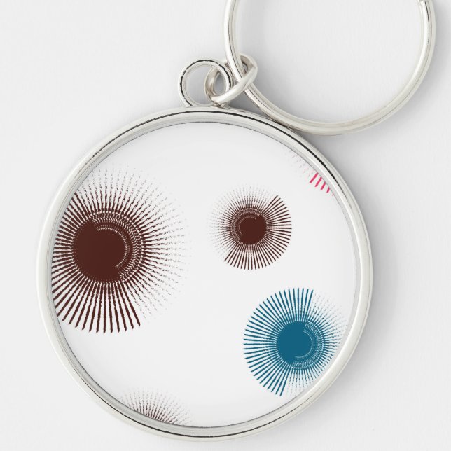 Colourful, cool, trend urban brush strokes circles key ring (Front)