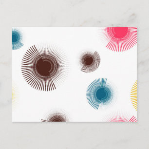 Colourful, cool, trend urban brush strokes circles postcard