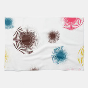 Colourful, cool, trend urban brush strokes circles tea towel